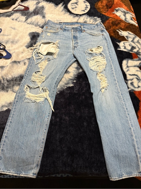 Other - Light Blue Distressed Men's Jeans - Classic Straight Fit
